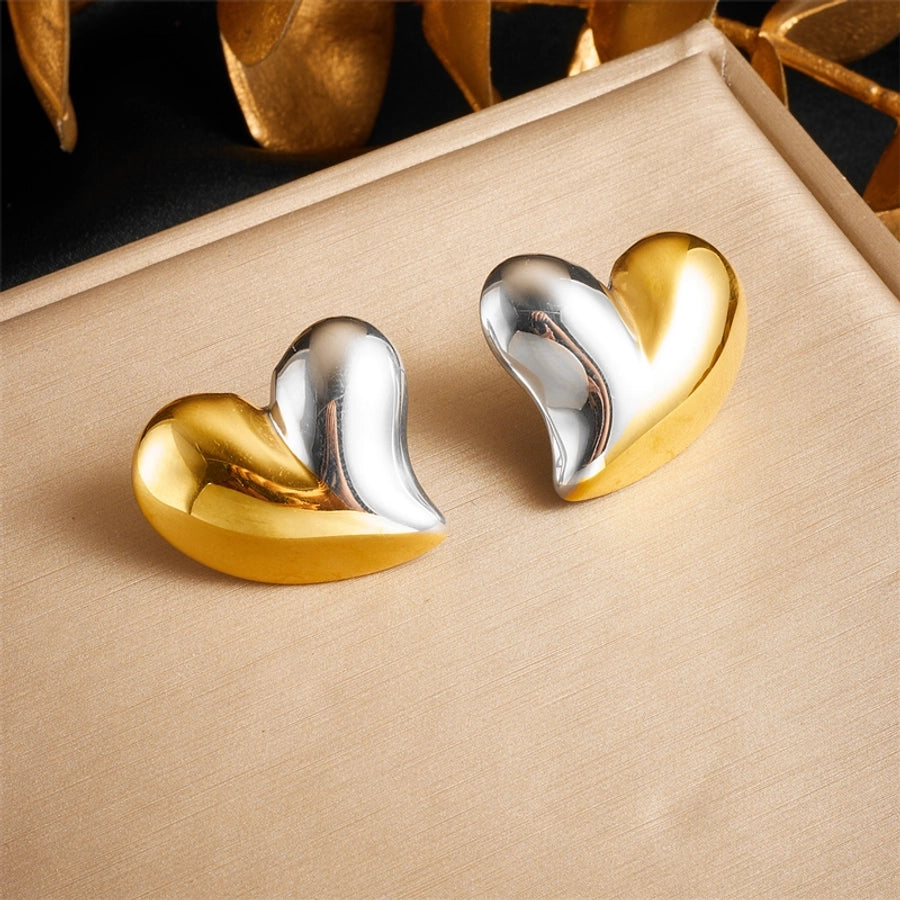 Heart Shape Stud Earrings [304 Stainless Steel]