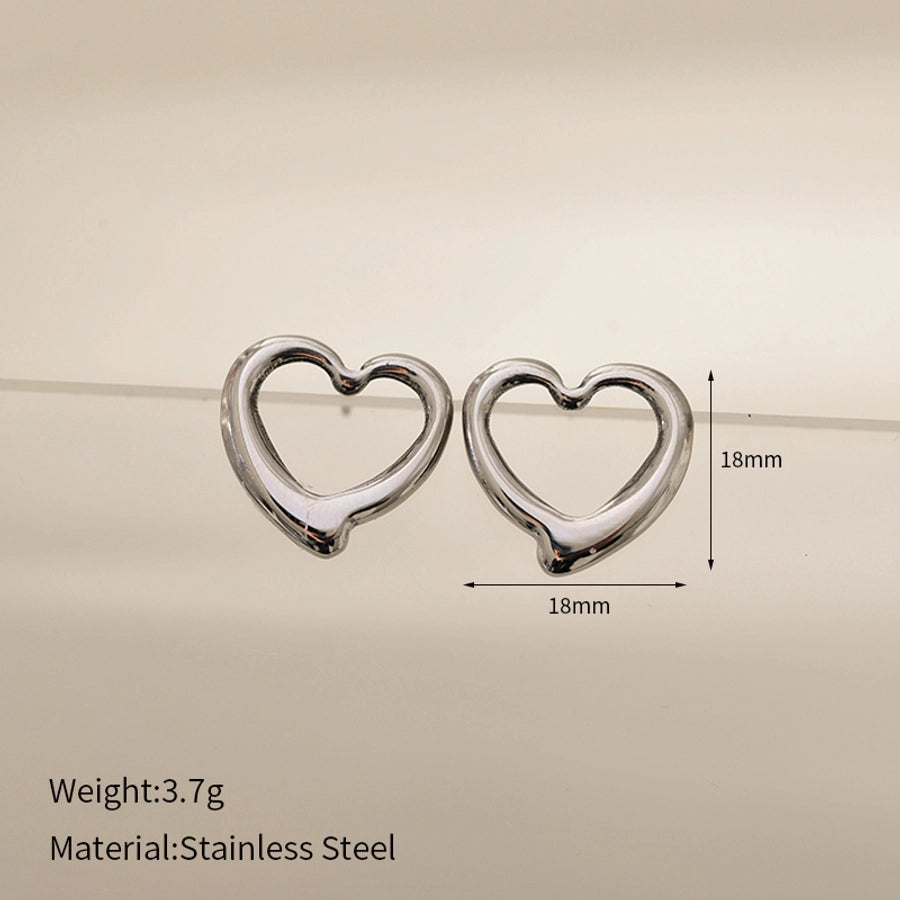 Cute Heart Shape Earrings [304 Stainless Steel,18K Gold Plated]