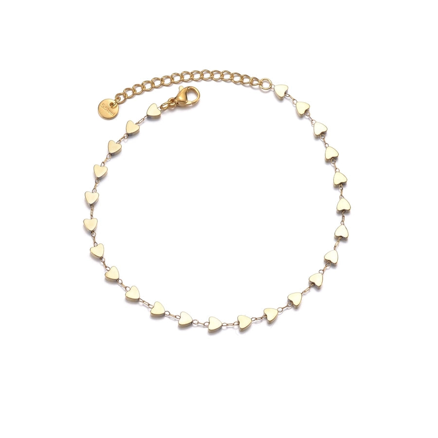 Heart Shape Anklet [304 Stainless Steel, 14K Gold Plated]