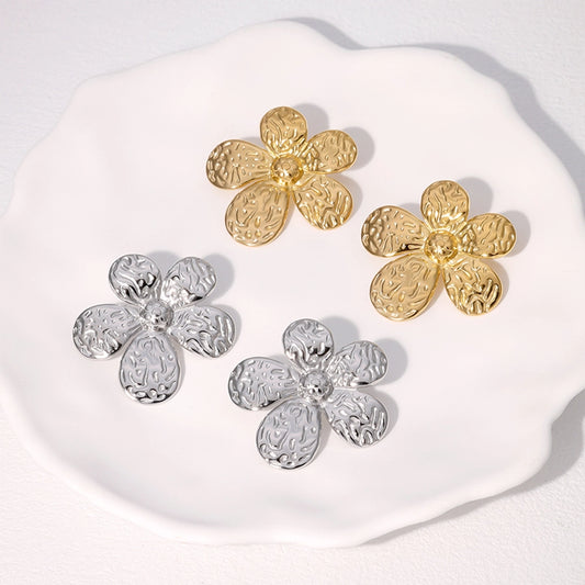 Flower Earrings [304 Stainless Steel,18K Gold Plated]