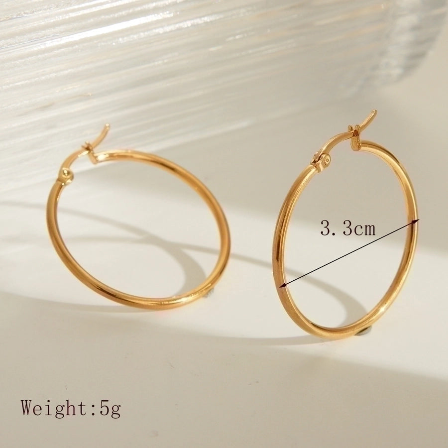 Thin Hoop Earrings [304 Stainless Steel,18K Gold Plated]