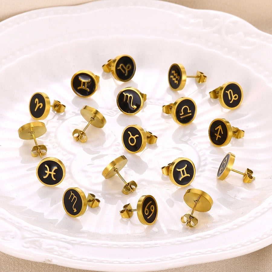 Black Constellation Earrings [304 Stainless Steel,18K Gold Plated]