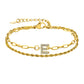 Letter Zircon Bracelets [201 Stainless Steel,Copper,18K Gold Plated]