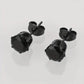 Black Shiny Round Ear Studs Earrings [304 Stainless Steel]