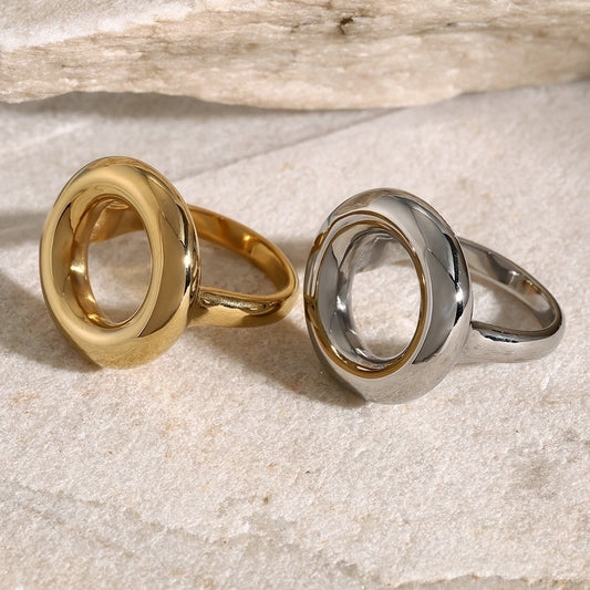 Anello vuoto rotondo [acciaio inossidabile 304, oro 18K placcato]