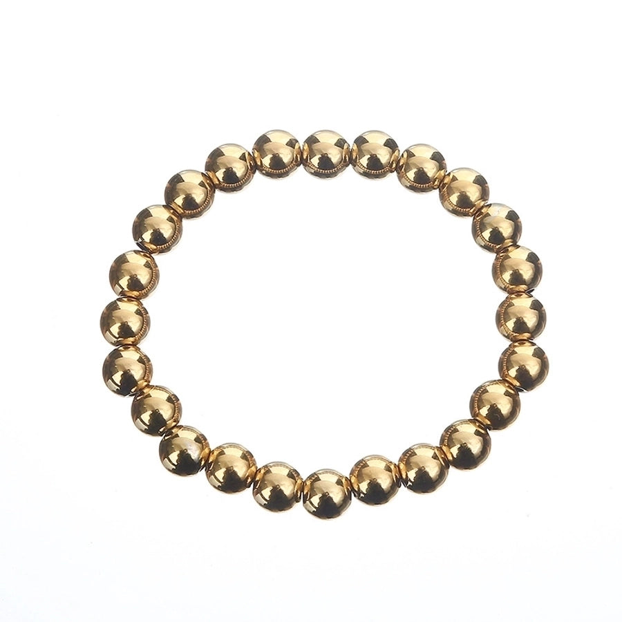 Elastic Beaded Bracelet [304 Stainless Steel, 18K Gold Plated]