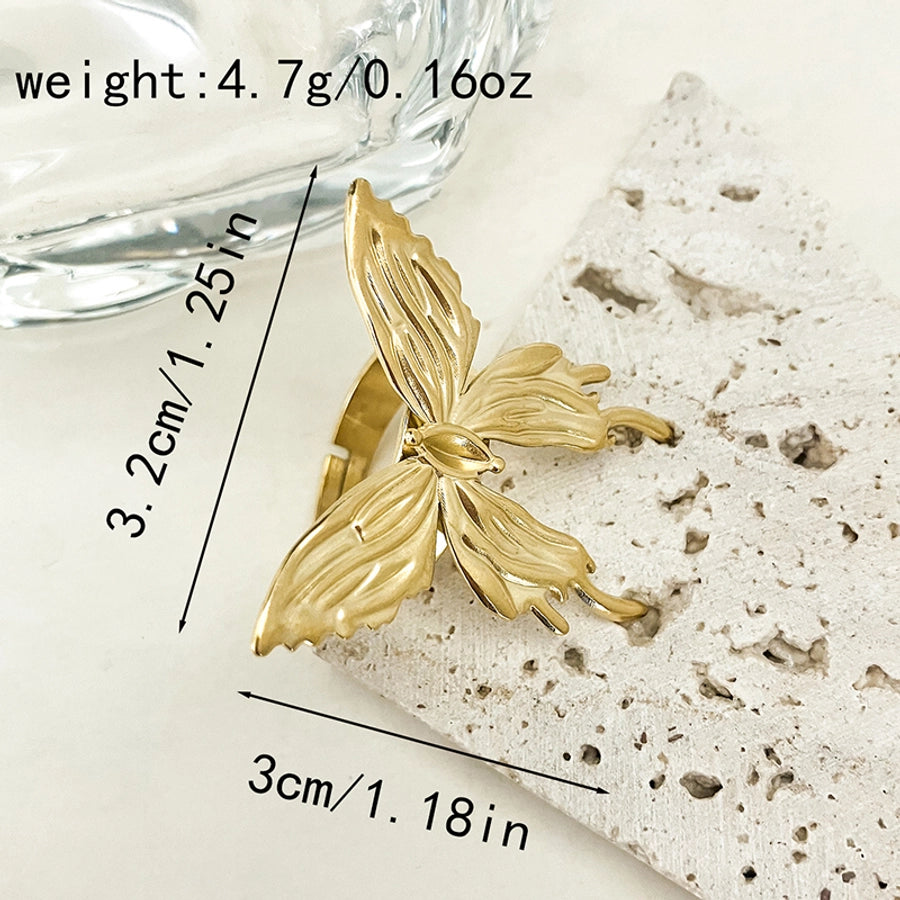 Preppy Style Romantic Butterfly Ring [304 Stainless Steel 14K Gold Plated]