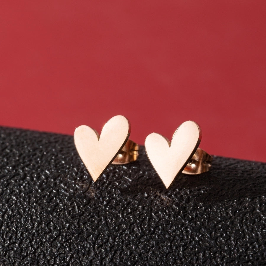 Small Heart Stud Earrings [304 Stainless Steel,18K Gold Plated]