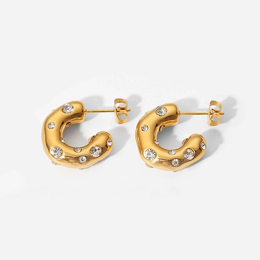 C Shape Zircon Ear Studs [304 Stainless Steel]