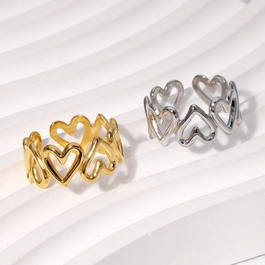 Hollow Heart Open Ring [304 Roestvrij staal 18K GOUD GOLDEN]