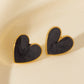 Heart Shape Black White Earrings [304 Stainless Steel]