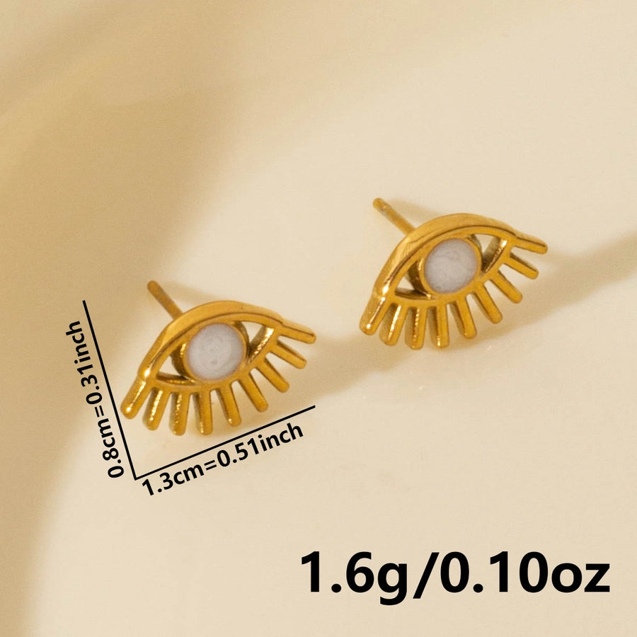 Eye Stud Earrings [304 Stainless Steel]