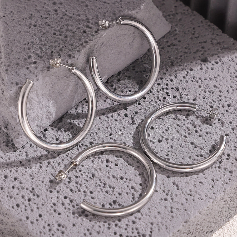 Silver Hoop Earrings [304 Stainless Steel]