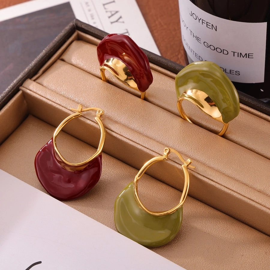 Retro French Style Bag Enamel Drop Earrings [304 Stainless Steel, 18K Gold Plated]