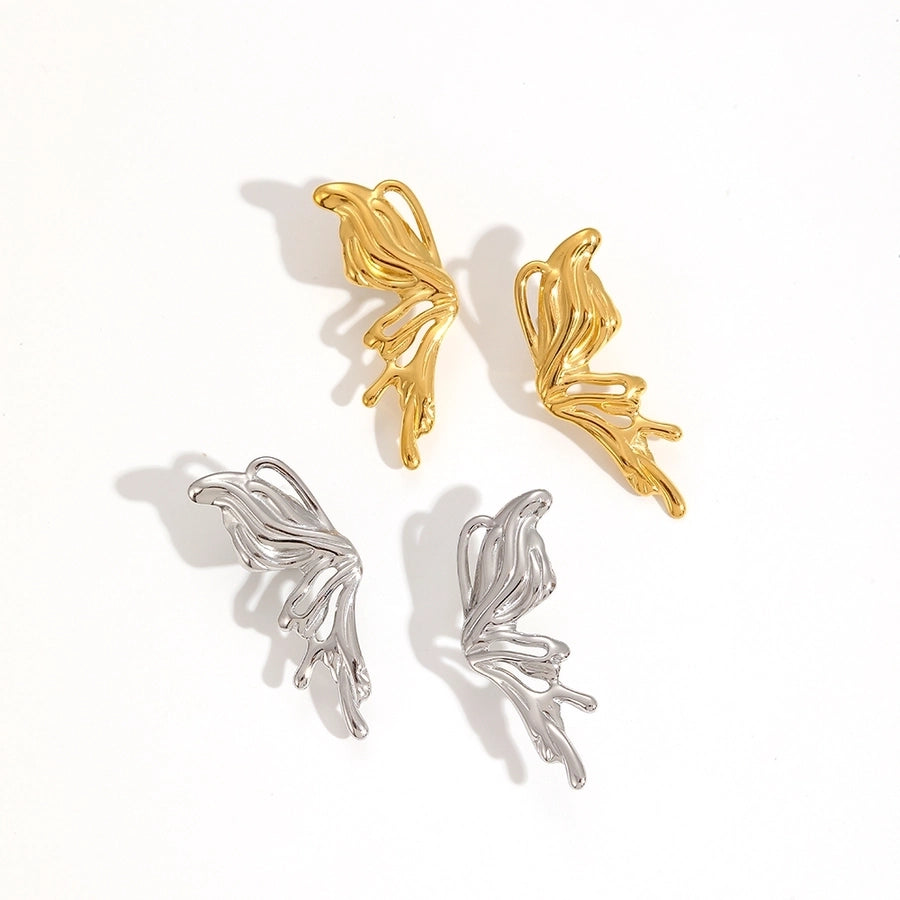 Butterfly Earrings [304 Stainless Steel,18K Gold Plated]