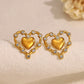 Heart Shape Polishing Zircon Earrings [304 Stainless Steel,18K Gold Plated]