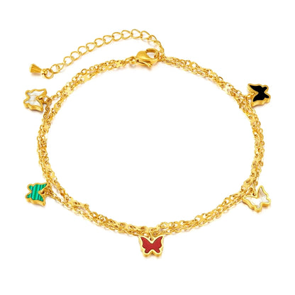 Butterfly Pearl Shell Anklet [304 Stal nierdzewna]