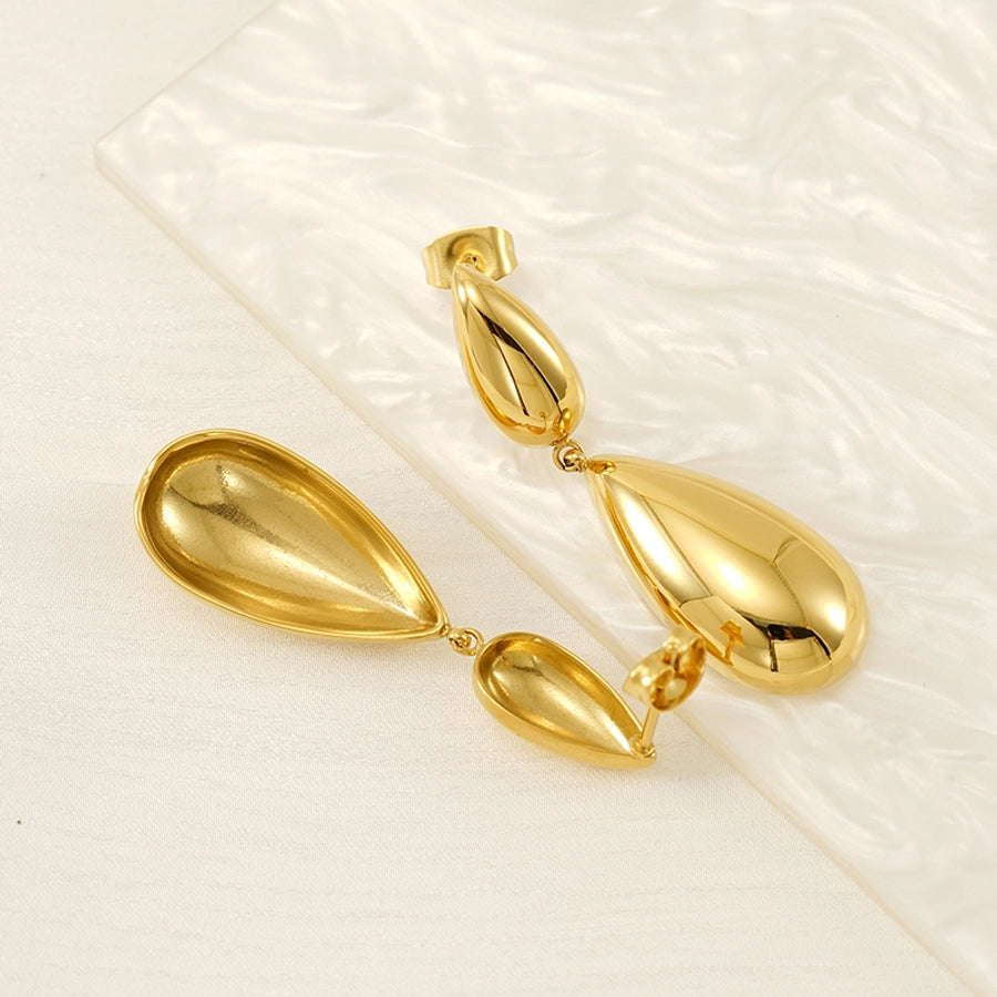 Water Droplets Earrings [304 Stainless Steel,18K Gold Plated]