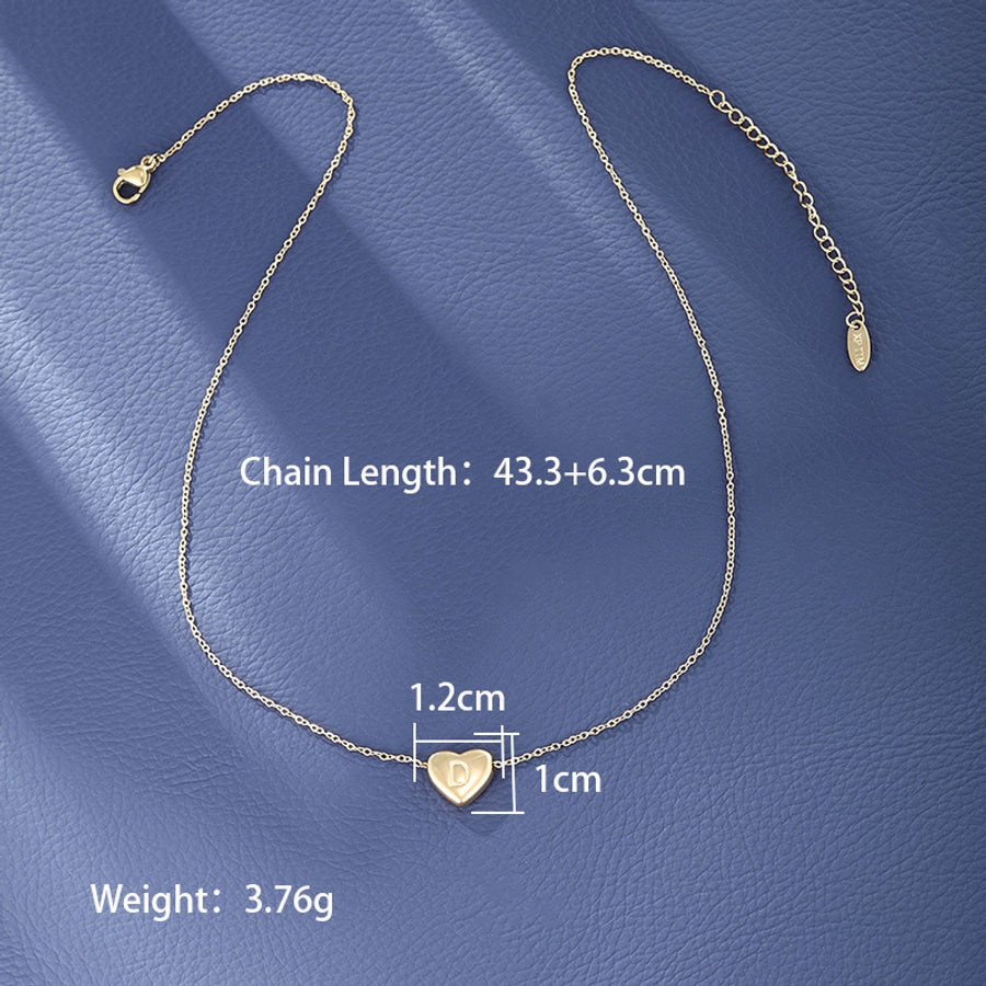 Letter Heart Shape Necklace [304 Stainless Steel,18K Gold Plated]