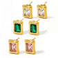 Shiny Rectangle Zircon Earrings [304 Stainless Steel,16K Gold Plated]