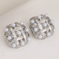 Luxurious Square Grid Rhinestone Earrings [304 Stainless Steel,18K Gold Plated]