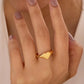 Heart Shape Solid Ring [316 Stainless Steel 14K Gold Plated]