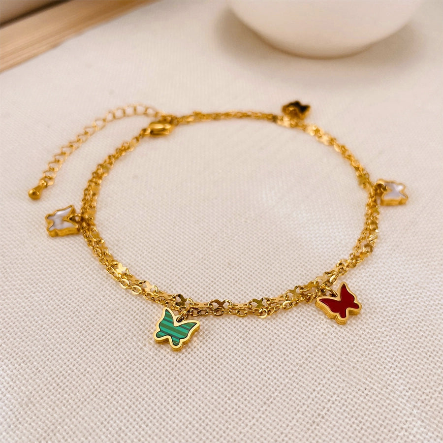 Butterfly Pearl Shell Anklet [304 Stal nierdzewna]