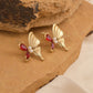 Shiny Stones Butterfly Earrings [304 Stainless Steel,18K Gold Plated]