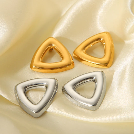 Boucles d'oreilles triangulaires [304 en acier inoxydable, 18 carats en or]