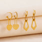 Heart/Rhombus/Round Drop Earrings [304 Stainless Steel,18K Gold Plated]