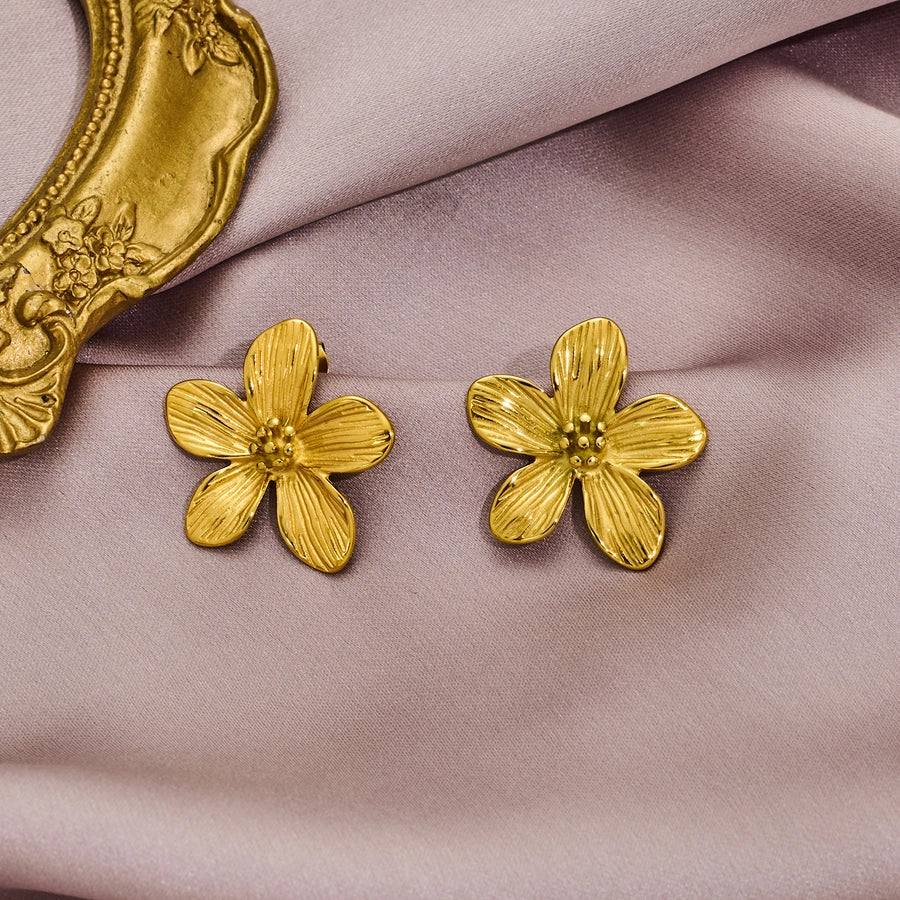 Elegant Flower Earrings [316 Stainless Steel,18K Gold Plated]