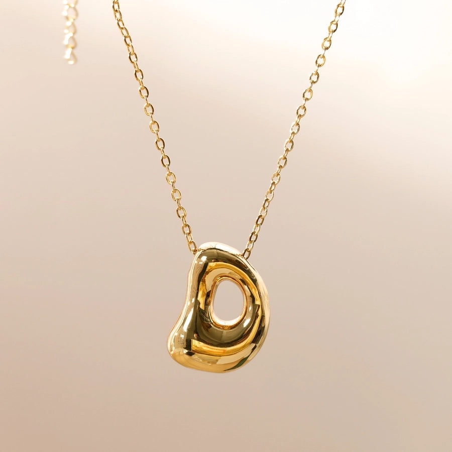 Letter Chain Pendant Necklace [304 Stainless Steel,18K Gold Plated]