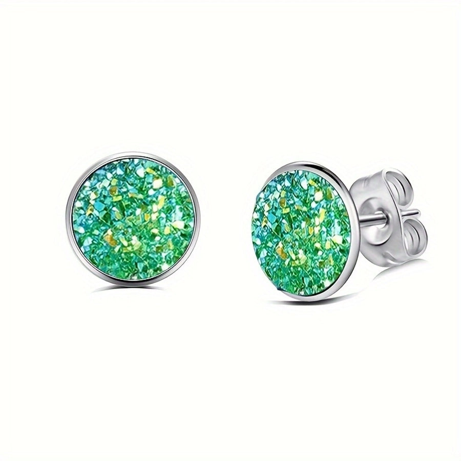 Colored Acrylic Stud Earrings [304 Stainless Steel]