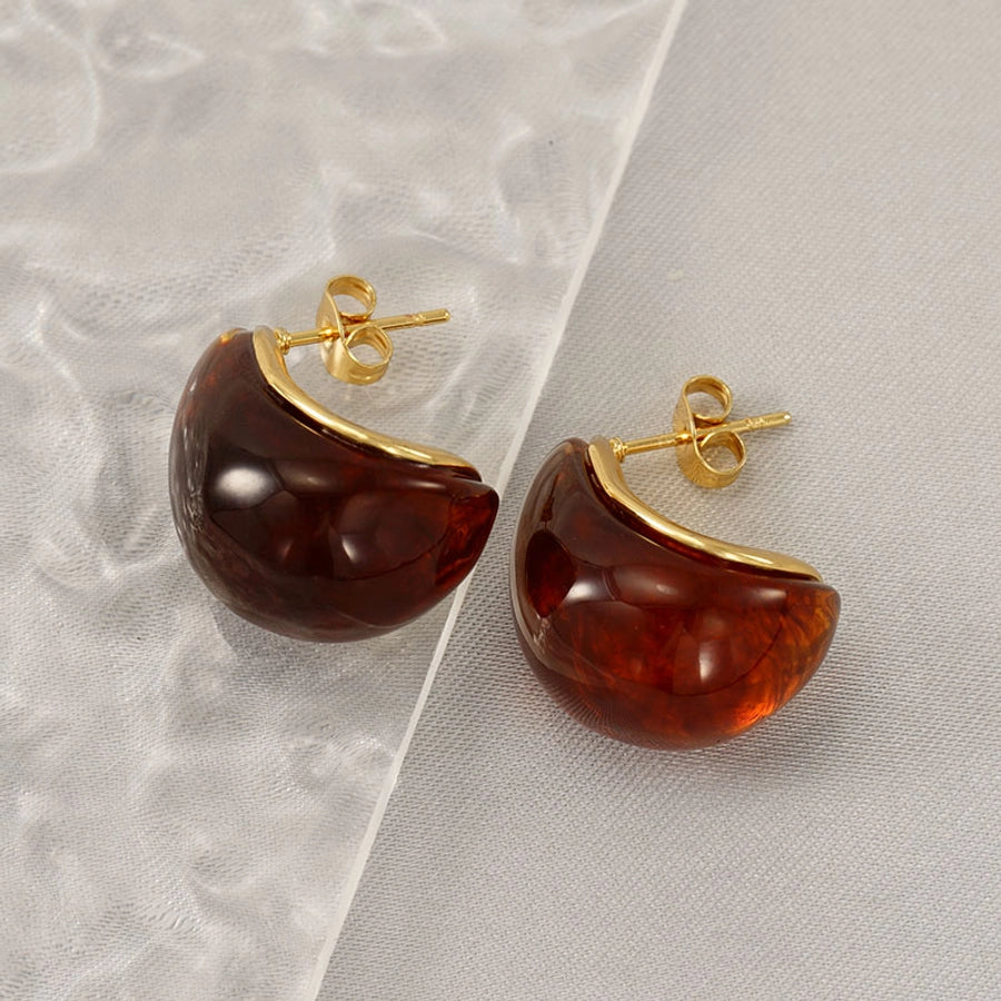 Tropical Water Droplets Resin Earrings [304 Stainless Steel, 18K Gold Plated]