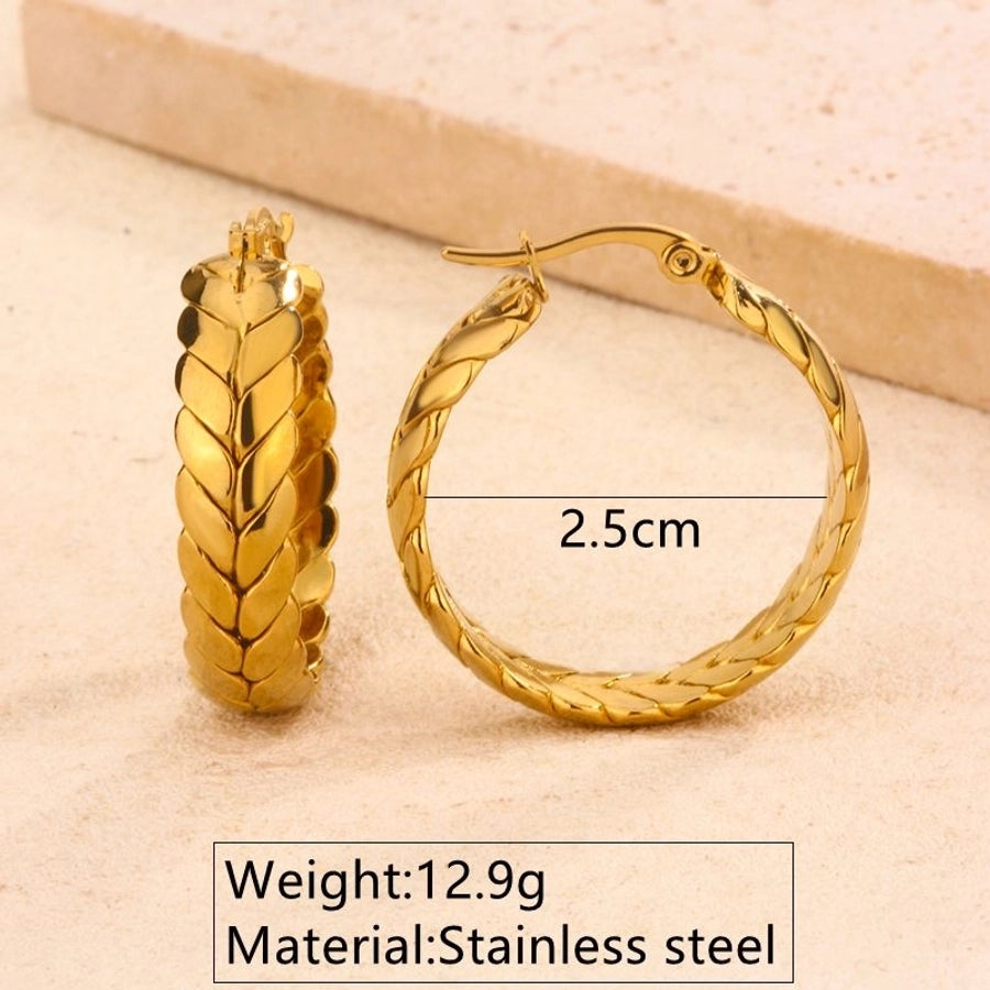 Hawaiian Leaves Hoop Earrings [304 Stainless Steel,18K Gold Plated]