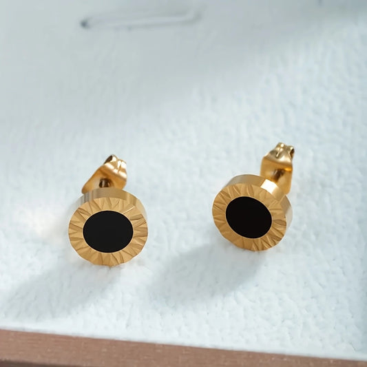 Earrings Stud Roman Circle [304 nerezové oceli, 18k zlaté]