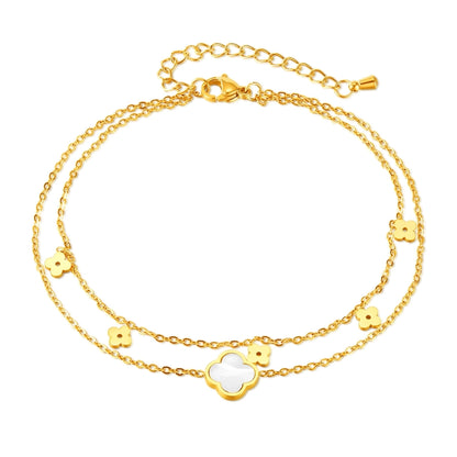 Four Leaf Clover Flower Anklet [304 Stainless Steel]