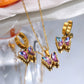 Heart Shape Flower Butterfly Jewelry Set [304 Stainless Steel]