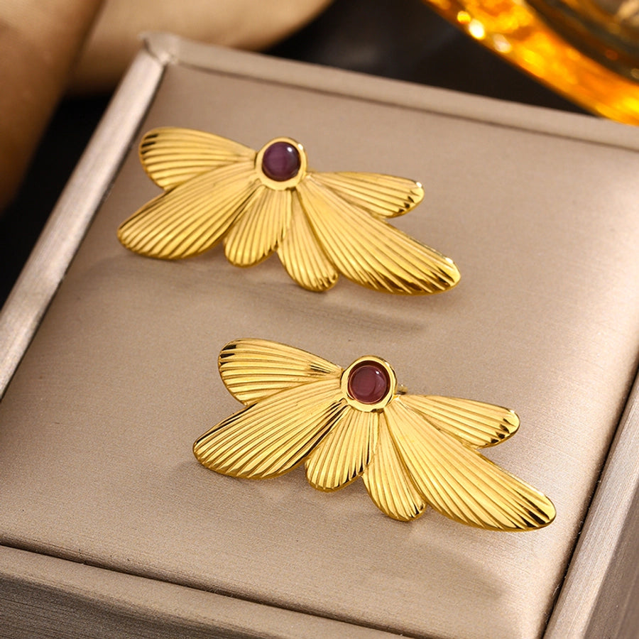 Wings Agate Turquoise Earrings [304 Stainless Steel,18K Gold Plated]