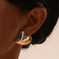 Duo Tone Heart Form Ohrringe [201 Edelstahl, 18K Gold plattiert]