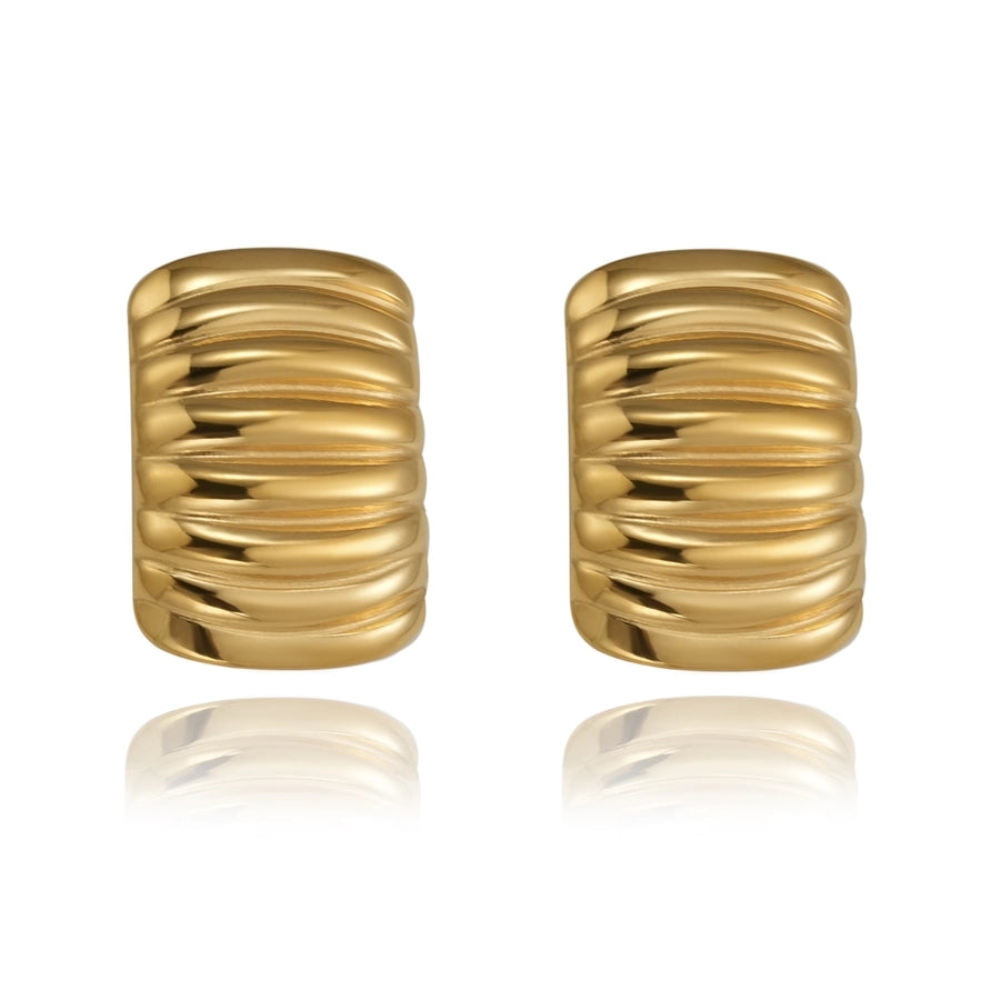 Lines Stud Earrings [304 Stainless Steel,18K Gold Plated]