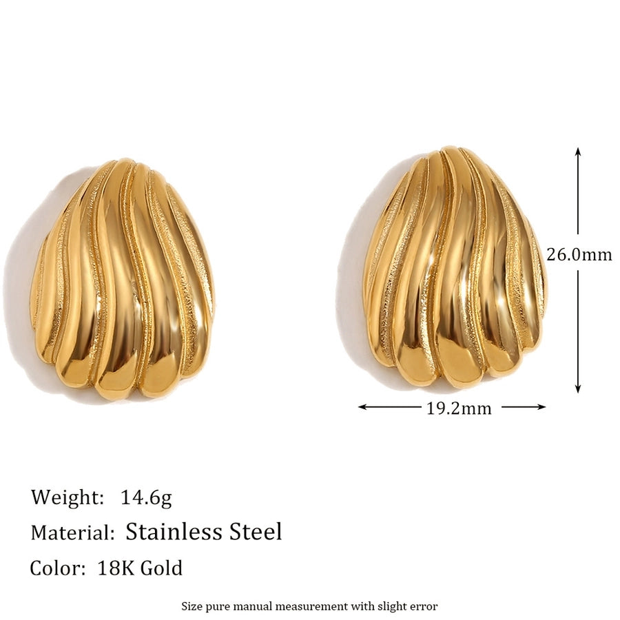 Wavy Stripes Earrings [304 Stainless Steel,18K Gold Plated]