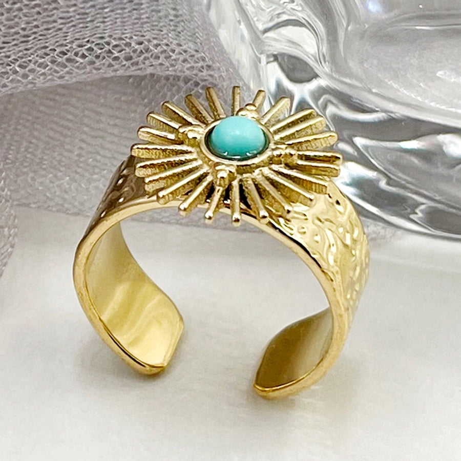 Vintage Style Enamel Ring [304 Stainless Steel 14K Gold Plated]