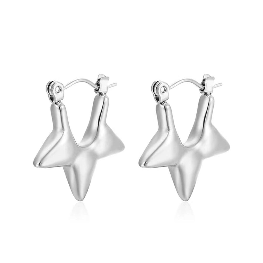 Pendientes de estrellas de Pentagram [304 acero inoxidable, 18k dorado chapado]