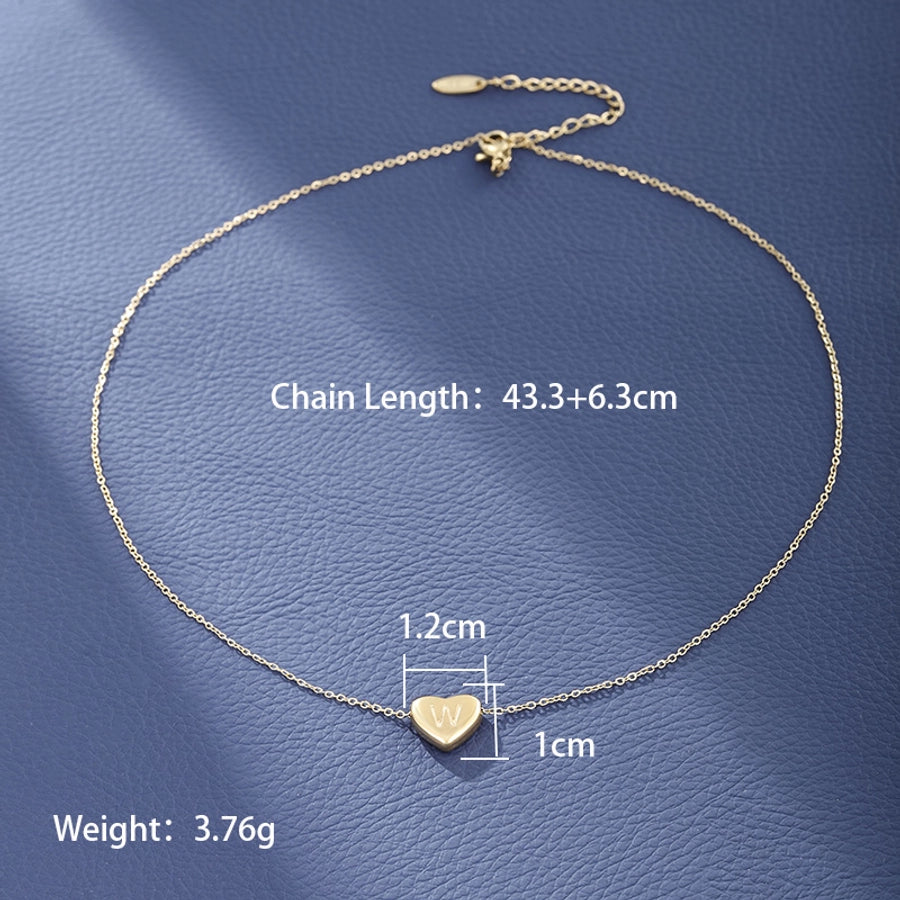 Collier de forme de coeur LETTER [304 en acier inoxydable, 18 km plaqués à l'or]