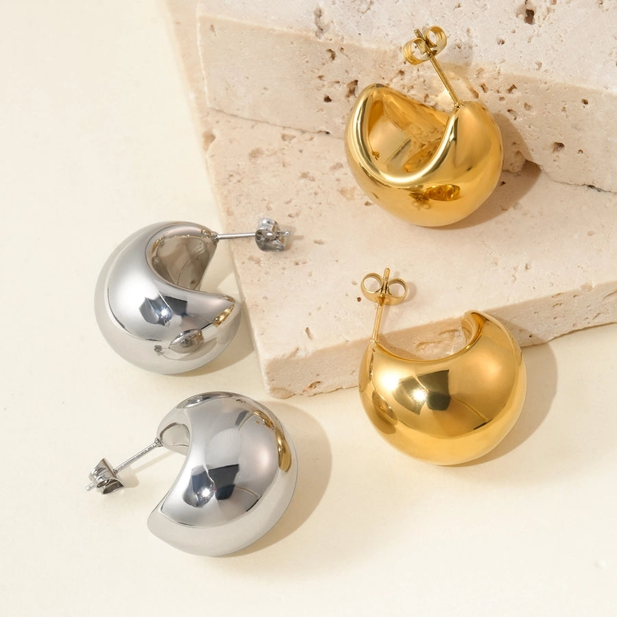 Bulb Stud Earrings [304 Stainless Steel, 14K Gold Plated]