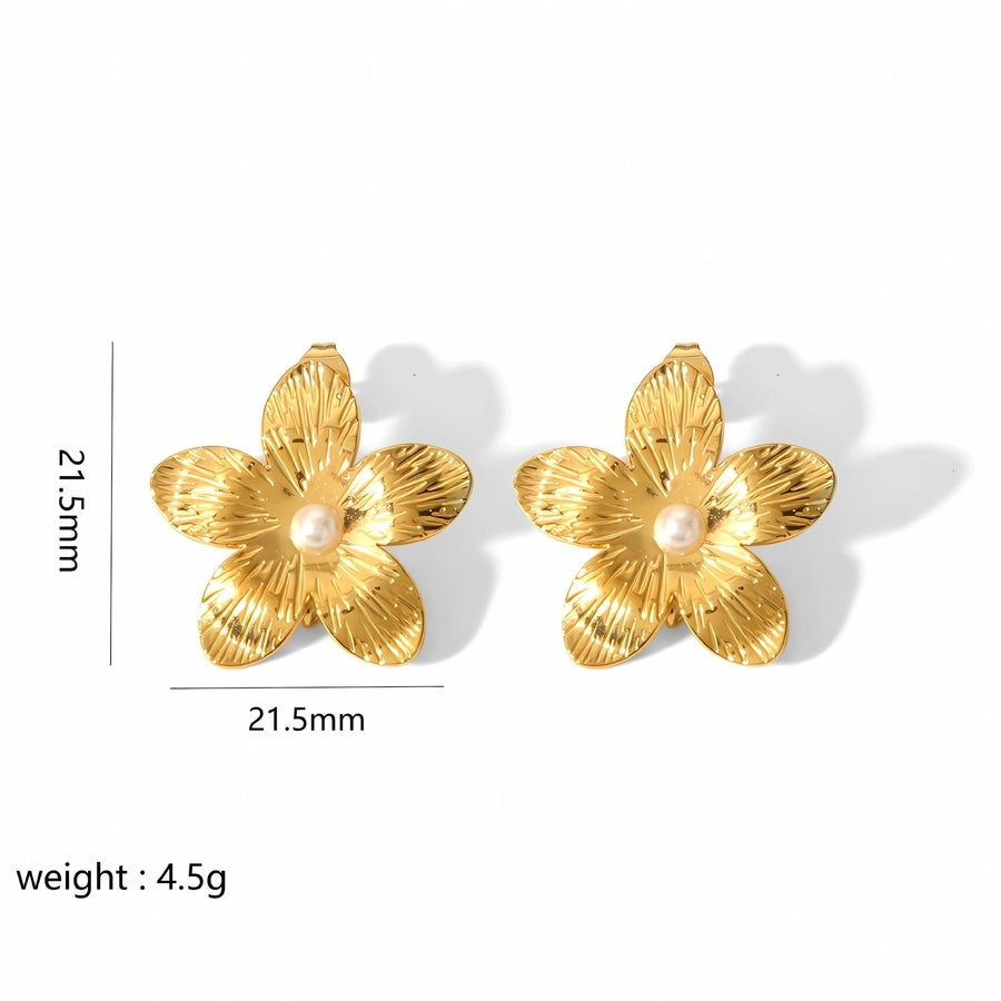 Mix Designs Flower Petal Drop Earrings [304 Stainless Steel]