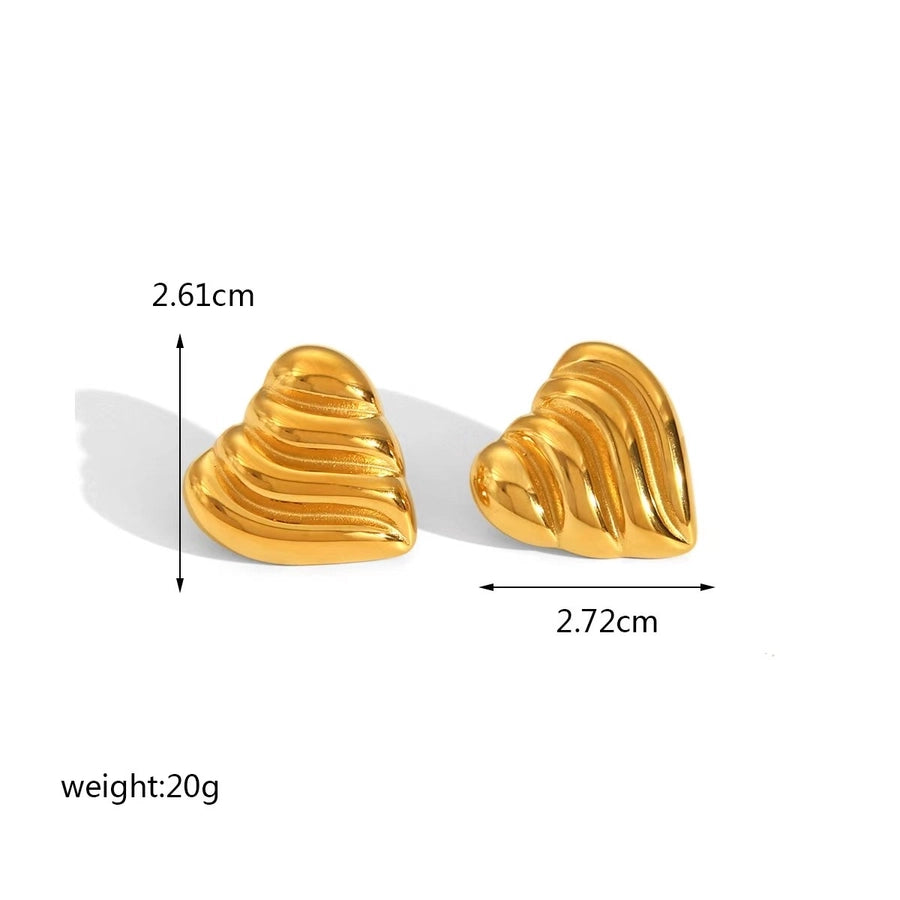 Brincos de desenhos de mistura [304 aço inoxidável, peito de ouro de 18k]