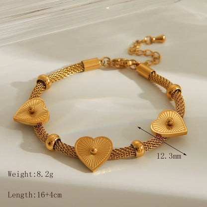 Heart/Flower Shape Bracelet [304 Stainless Steel,18K Gold Plated]