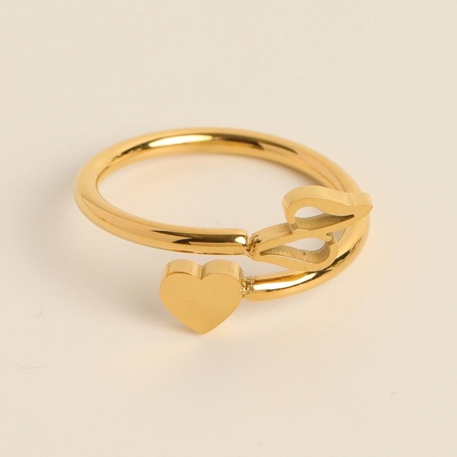 Letter Heart Ring [304 Stainless Steel]